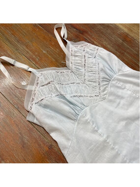 Adonna Blue Nylon Full Slip Lace Trim Ruffle Hem Size 34 Average